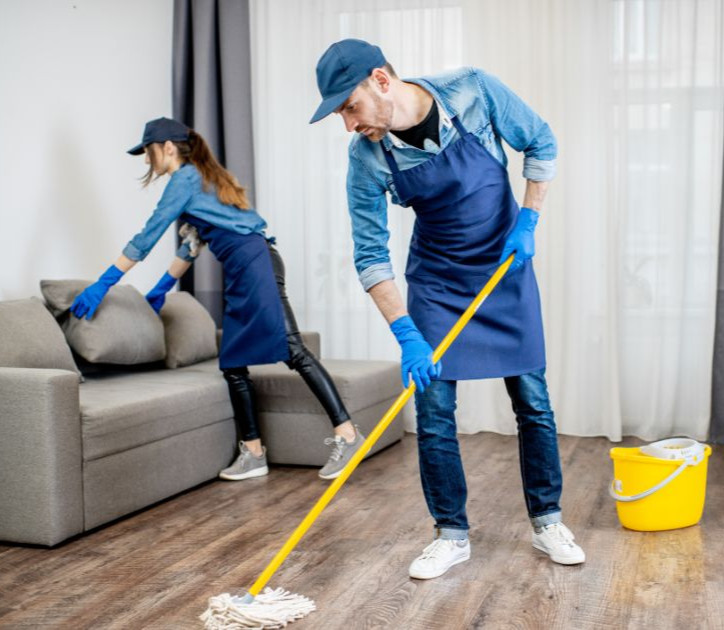 Living room floors being vacuumed by a residential cleaning pro